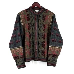 CozyVintage Floral Knit Cardigan - Multi-Color
